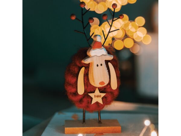 RENIFER DREWNIANY FIGURKA DEKORACYJNA 18CM