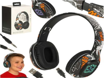 SŁUCHAWKI BEZPRZEWODOWE BLEUTTOTH RGB GAMING 200mAh - prostokątne
