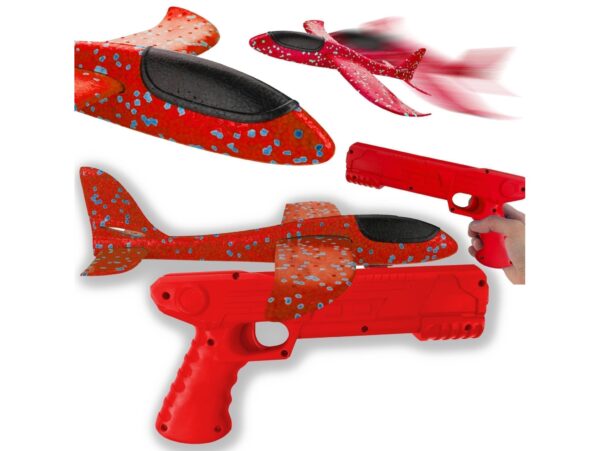 SAMOLOT STYROPIANOWY Z WYRZUTNIĄ - czerwony