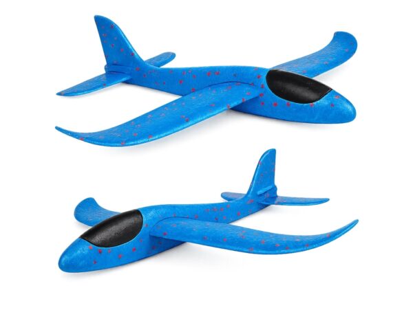 SAMOLOT ZABAWKA STYROPIANOWY SZYBOWIEC RZUTKA 37 CM - niebieski