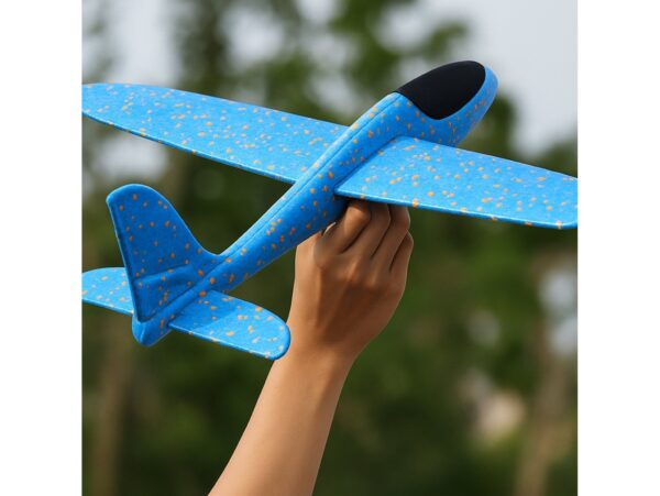 SAMOLOT ZABAWKA STYROPIANOWY SZYBOWIEC RZUTKA 37 CM - niebieski