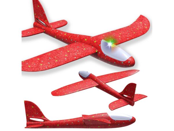 SAMOLOT ZABAWKA STYROPIANOWY SZYBOWIEC RZUTKA 47 CM LED - czerwony
