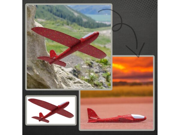 SAMOLOT ZABAWKA STYROPIANOWY SZYBOWIEC RZUTKA 47 CM LED - czerwony