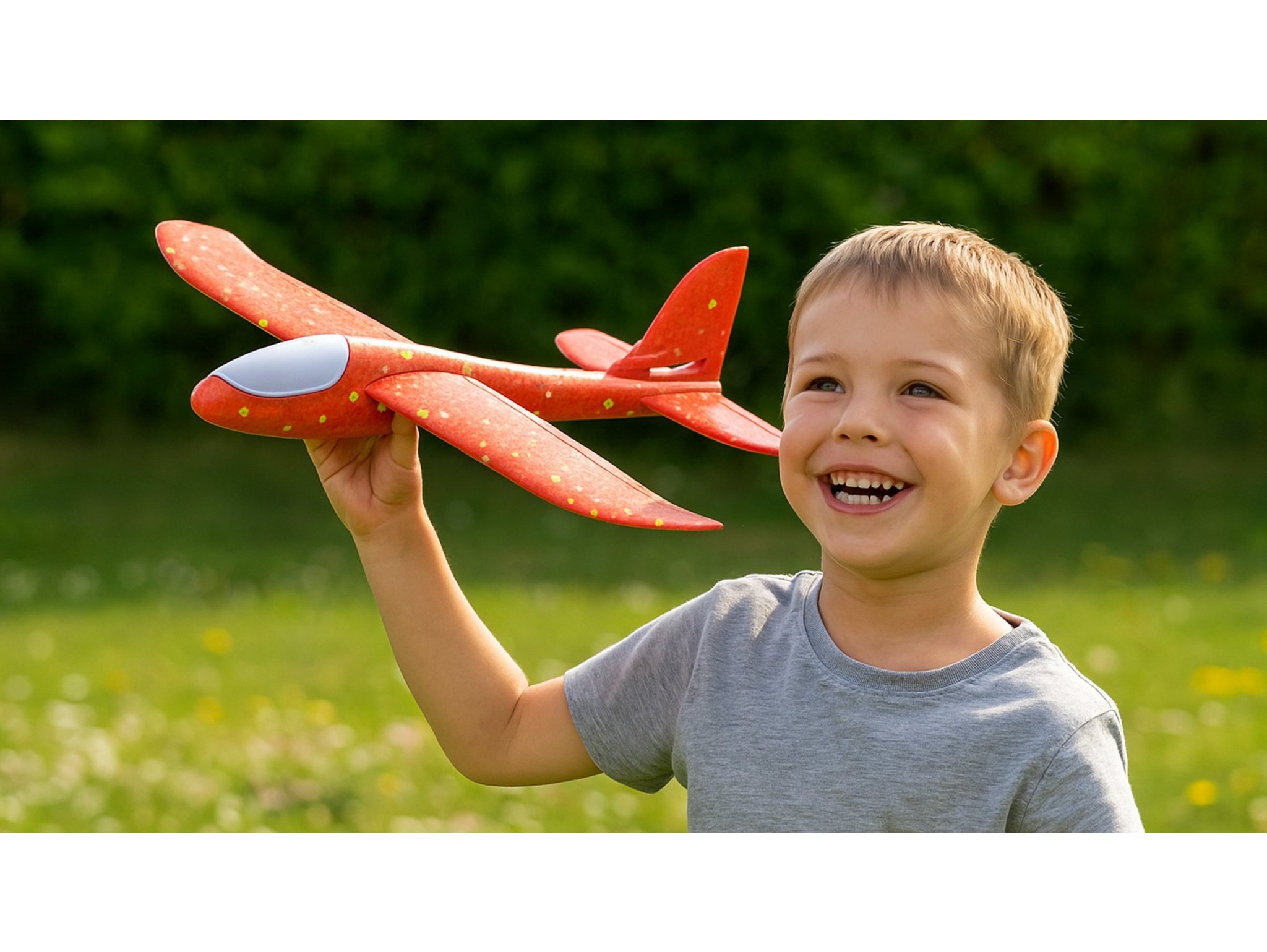 SAMOLOT ZABAWKA STYROPIANOWY SZYBOWIEC RZUTKA 47 CM LED - pomarańczowy