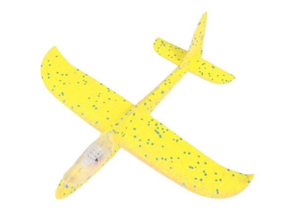 SAMOLOT ZABAWKA STYROPIANOWY SZYBOWIEC RZUTKA 47 CM LED - żółty