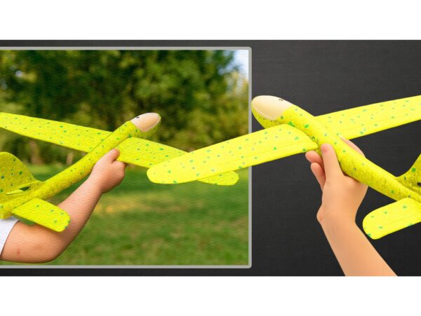 SAMOLOT ZABAWKA STYROPIANOWY SZYBOWIEC RZUTKA 47 CM LED - żółty