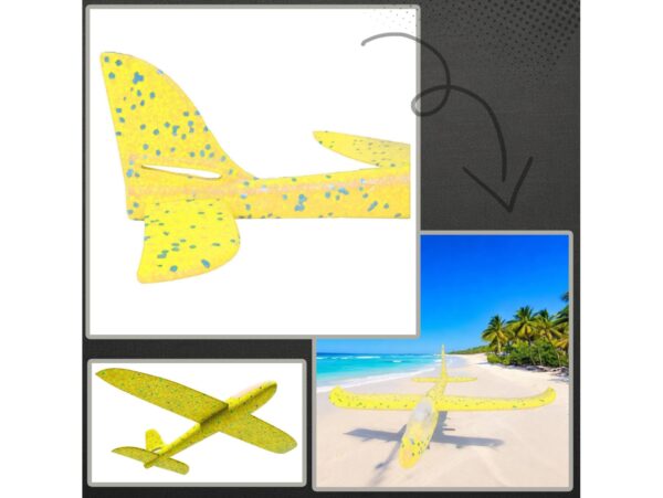 SAMOLOT ZABAWKA STYROPIANOWY SZYBOWIEC RZUTKA 47 CM LED - żółty