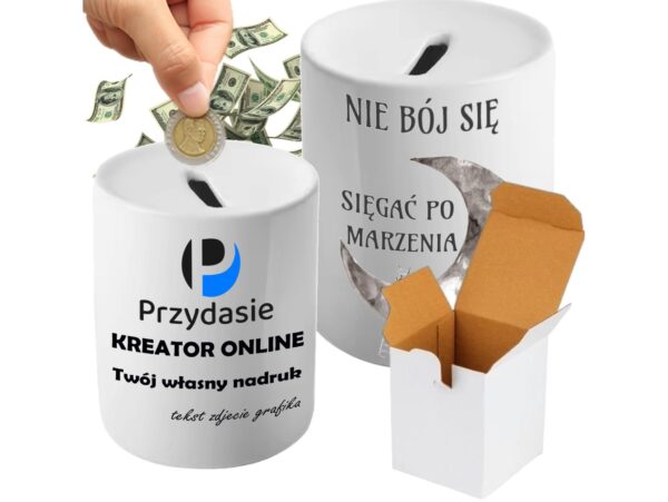 SKARBONKA DO SUBLIMACJI 330ML BIAŁA + PUDEŁKO - biały