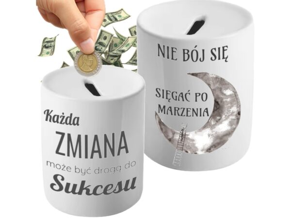 SKARBONKA DO SUBLIMACJI 330ML BIAŁA + PUDEŁKO - brązowy