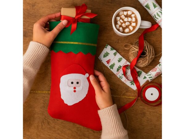 SKARPETA ŚWIĄTECZNA NA PREZENTY - głowa mikołaja