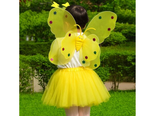 SKRZYDŁA MOTYLA ŚWIECĄCE ZESTAW DLA DZIECI 3el - żółty