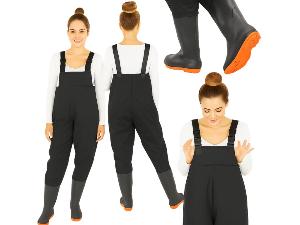 SPODNIE WĘDKARSKIE WODERY SPODNIOBUTY 45 WKŁADKA 28.5CM - czarny