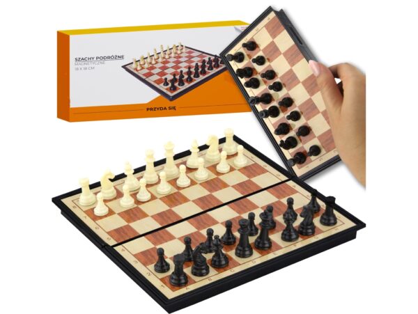 SZACHY MAGNETYCZNE 2W1 PODRÓŻNE 18x18CM
