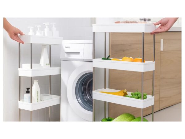 SZAFKA NA KÓŁKACH MOBILNA ŁAZIENKOWA KUCHENNA 4 PÓŁKI PÓŁKA