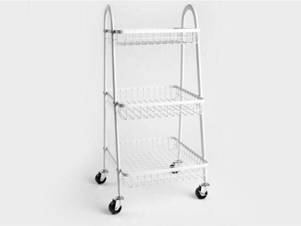 SZAFKA REGAŁ NA KÓŁKACH KOSZE 3 PÓŁKI PÓŁKA