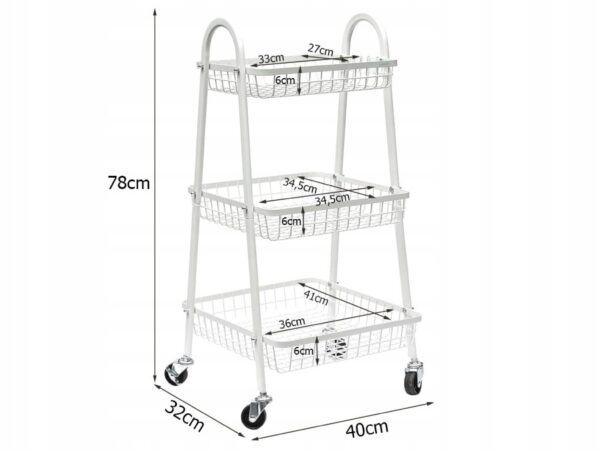 SZAFKA REGAŁ NA KÓŁKACH KOSZE 3 PÓŁKI PÓŁKA
