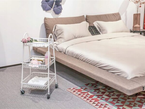 SZAFKA REGAŁ NA KÓŁKACH KOSZE 3 PÓŁKI PÓŁKA