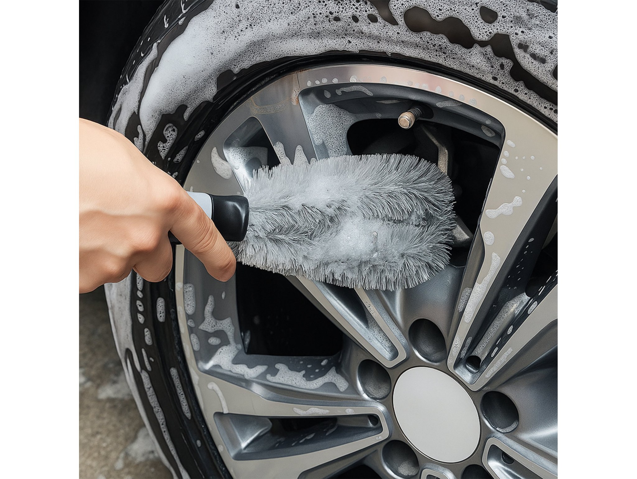 SZCZOTKA DO MYCIA FELG - szary