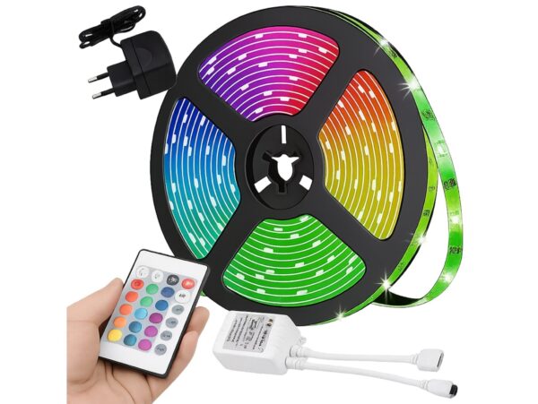TAŚMA LED WODOODPORNA RGB 5M +PILOT ZASILACZ