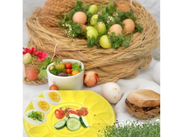 TALERZ NA JAJKA PLASTIKOWY 30CM - żółty