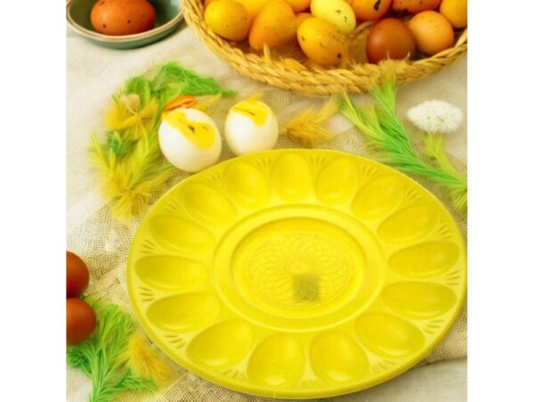 TALERZ NA JAJKA PLASTIKOWY 30CM - żółty