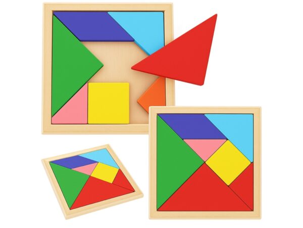 TANGRAM GRA LOGICZNA UKŁADANKA KLOCKI DREWNIANE