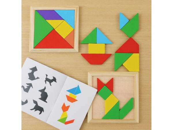 TANGRAM GRA LOGICZNA UKŁADANKA KLOCKI DREWNIANE