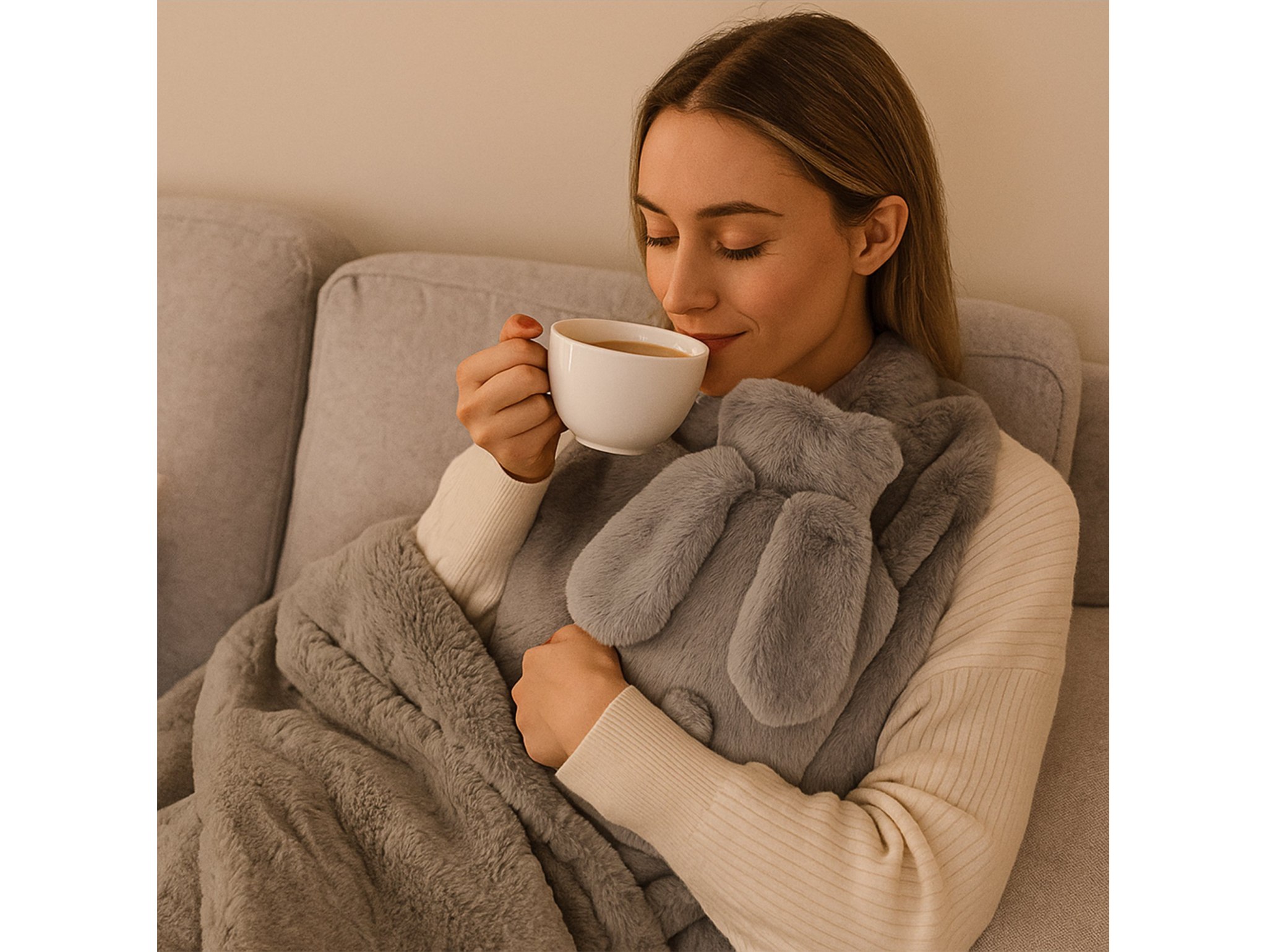 TERMOFOR GUMOWY PLUSZOWY FUTERKO KRÓLIK 2L