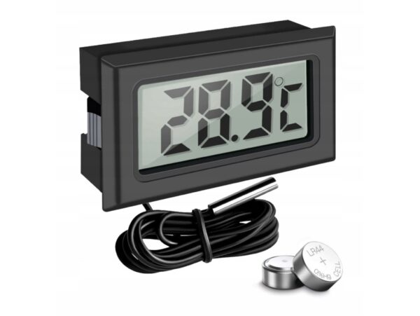TERMOMETR LCD Z SONDA - czarny