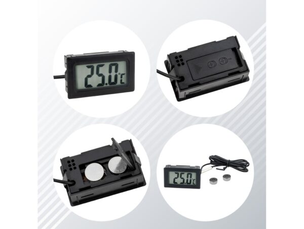 TERMOMETR LCD Z SONDA - czarny