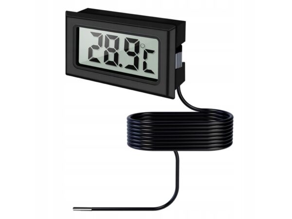 TERMOMETR LCD Z SONDA - czarny