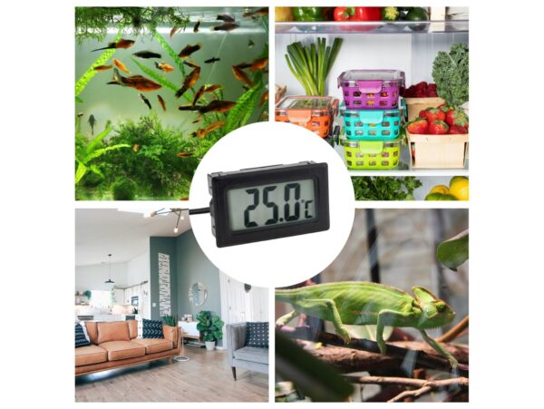 TERMOMETR LCD Z SONDA - czarny