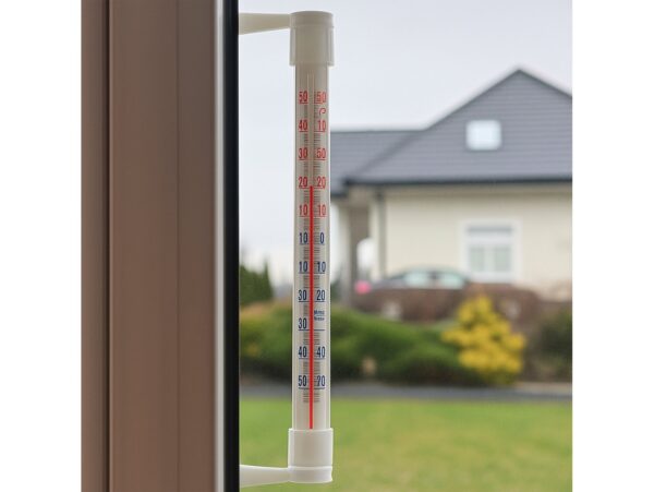 TERMOMETR OKIENNY ZAOKIENNY 21cm - biały