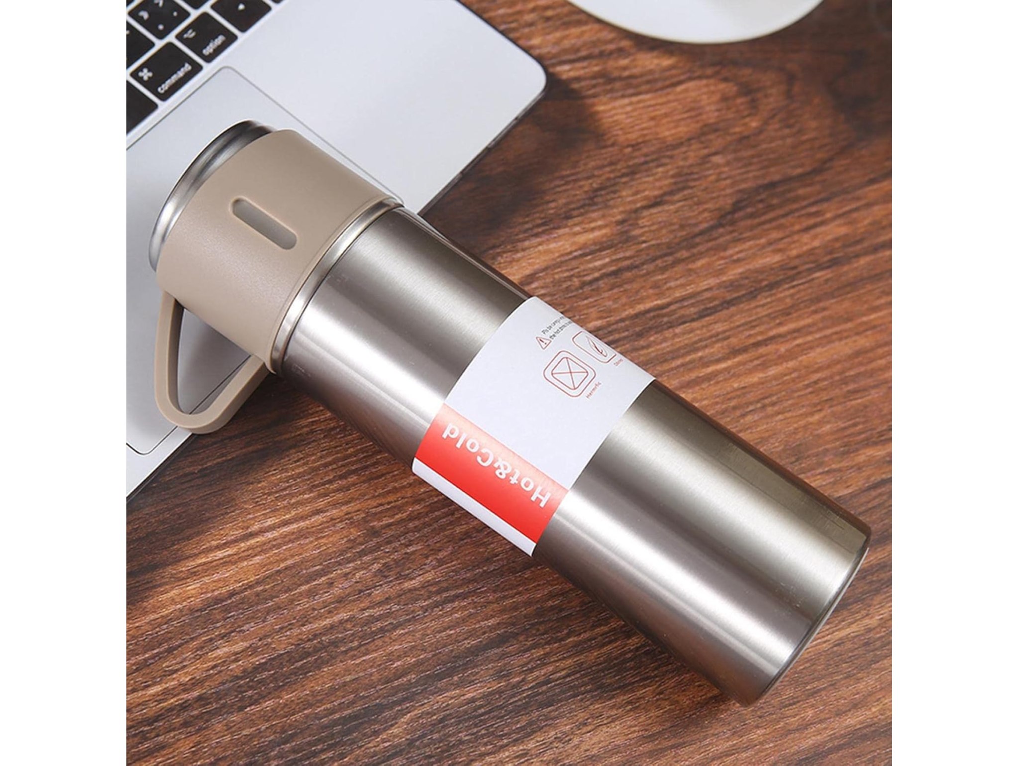 TERMOS Z 3 FILIŻANKAMI ZESTAW PREZENTOWY - beżowy