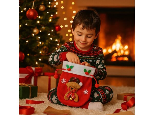TOREBKA ŚWIĄTECZNA FILCOWA WOREK NA PREZENTY 24x20cm - wzór 3