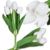 TULIPAN BUKIET SZTUCZNY PIANKOWY 5 KWIATÓW 29cm - biały