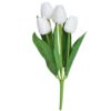 TULIPAN BUKIET SZTUCZNY PIANKOWY 5 KWIATÓW 29cm - biały