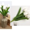 TULIPAN BUKIET SZTUCZNY PIANKOWY 5 KWIATÓW 29cm - biały