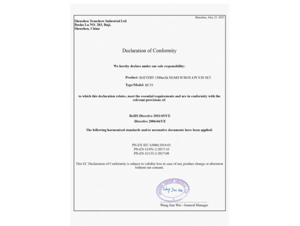 VEZO BATERIA AKUMULATOREK AAA 4 szt TYP1 2500mAh MAŁE