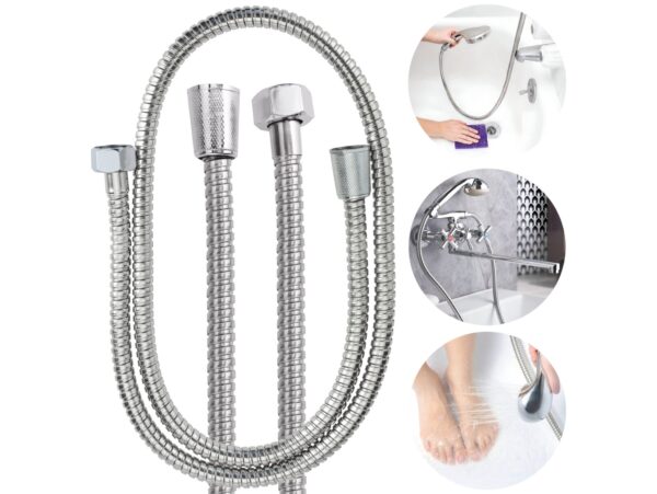 WĄŻ PRYSZNICOWY STANDARDOWY CHROMOWANY 150CM 1,5M