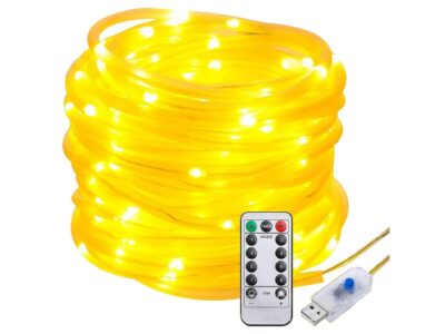 WĄŻ ŚWIETLNY 100 LED LAMPKI USB Z PILOTEM 12m - ciepły biały