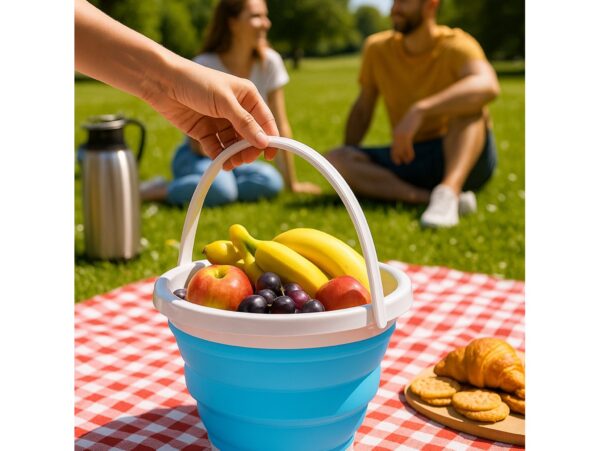 WIADRO WIADERKO SILIKONOWE SKŁADANE 5L - niebieski