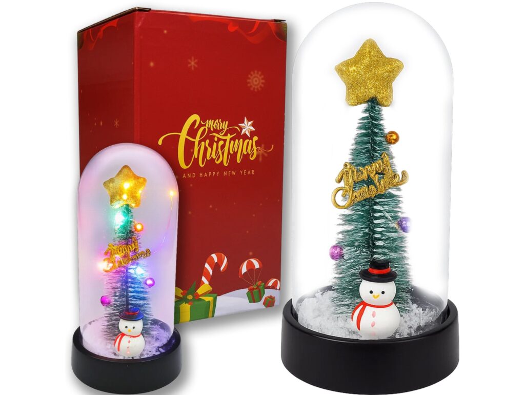 WIECZNA CHOINKA W SZKLE LED ŚWIECĄCA 16CM - bałwan