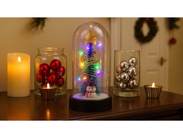 WIECZNA CHOINKA W SZKLE LED ŚWIECĄCA 16CM - bałwan