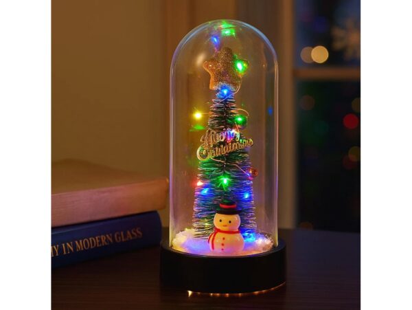 WIECZNA CHOINKA W SZKLE LED ŚWIECĄCA 16CM - bałwan