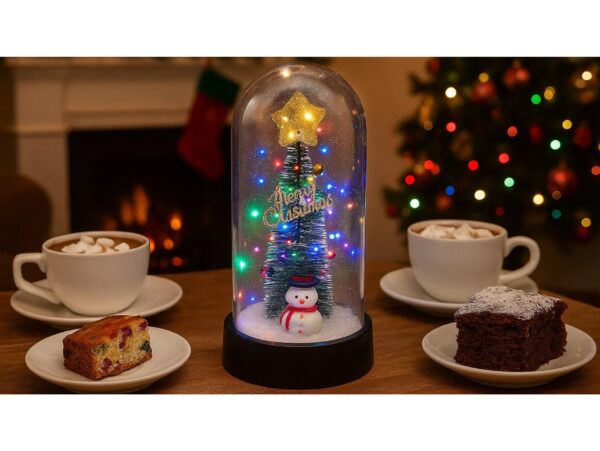 WIECZNA CHOINKA W SZKLE LED ŚWIECĄCA 16CM - bałwan