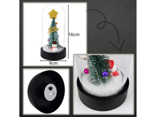 WIECZNA CHOINKA W SZKLE LED ŚWIECĄCA 16CM - bałwan