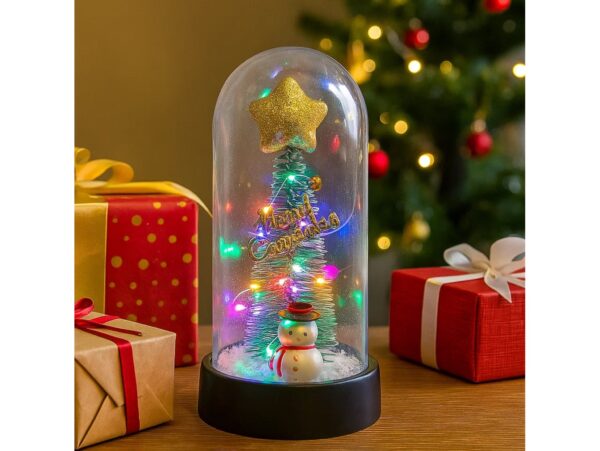 WIECZNA CHOINKA W SZKLE LED ŚWIECĄCA 16CM - bałwan