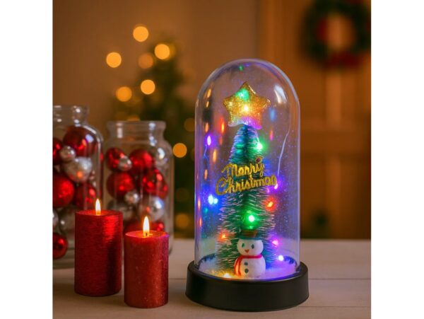 WIECZNA CHOINKA W SZKLE LED ŚWIECĄCA 16CM - bałwan