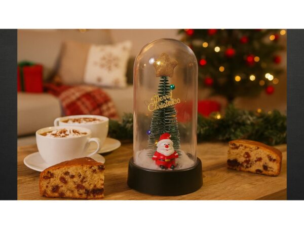 WIECZNA CHOINKA W SZKLE LED ŚWIECĄCA 16CM - mikołaj